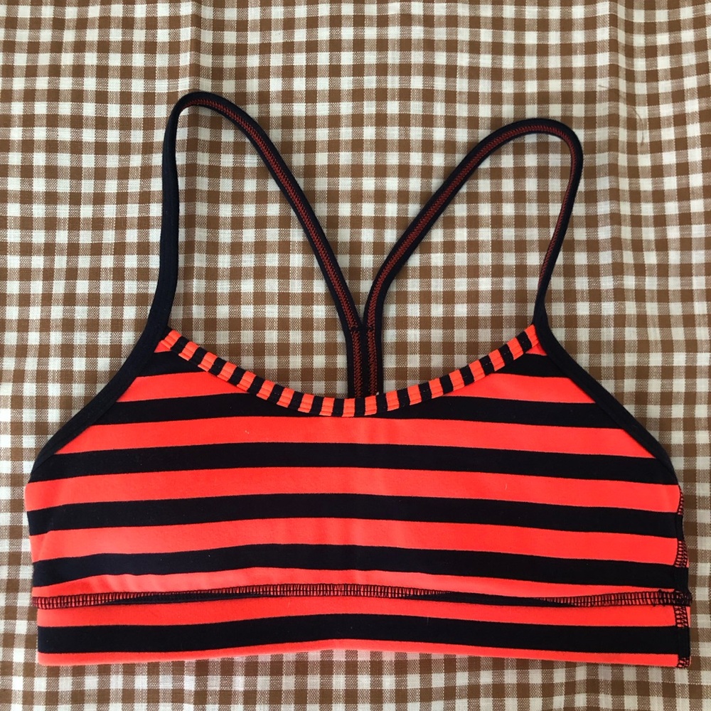 Lulu orange stripe sports bra